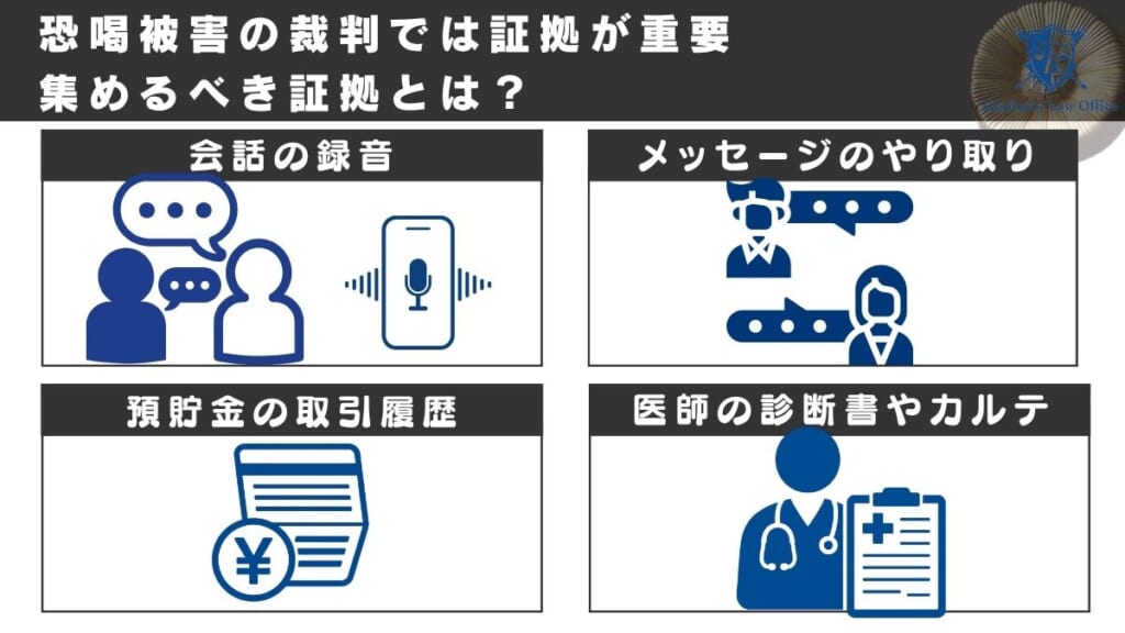 恐喝被害の裁判では証拠が重要｜集めるべき証拠とは？