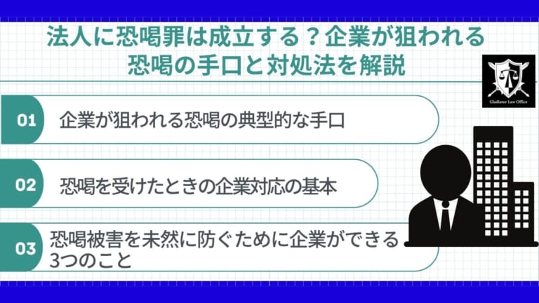 法人に恐喝罪は成立する？企業が狙われる恐喝の手口と対処法を解説