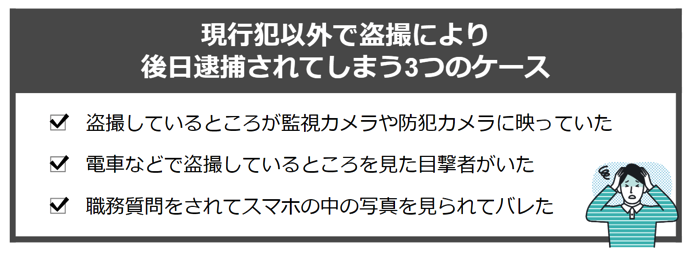 「現行犯以外で盗撮により後日逮捕されてしまう３つのケース