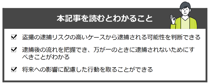 「盗撮　逮捕」の記事を読むと分かること　