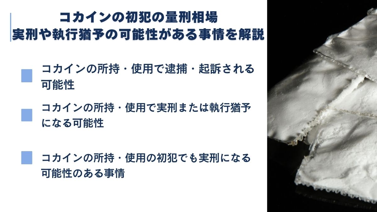 コカインの初犯の量刑相場　実刑や執行猶予の可能性がある事情を解説