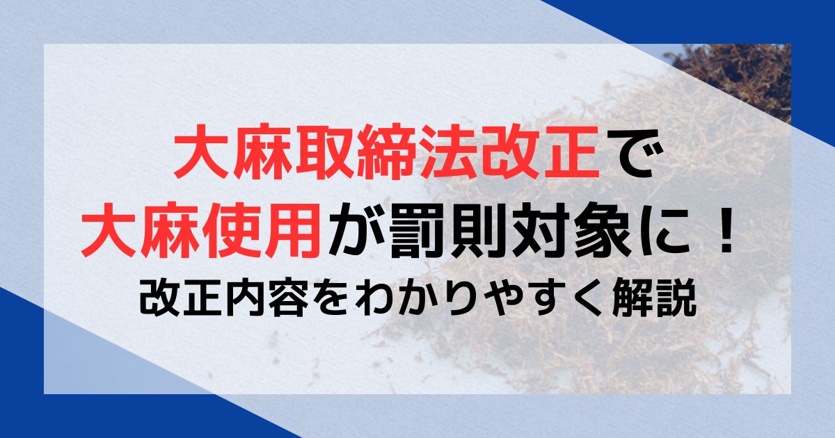 大麻取締法改正で大麻使用が罰則対象に！改正内容をわかりやすく解説