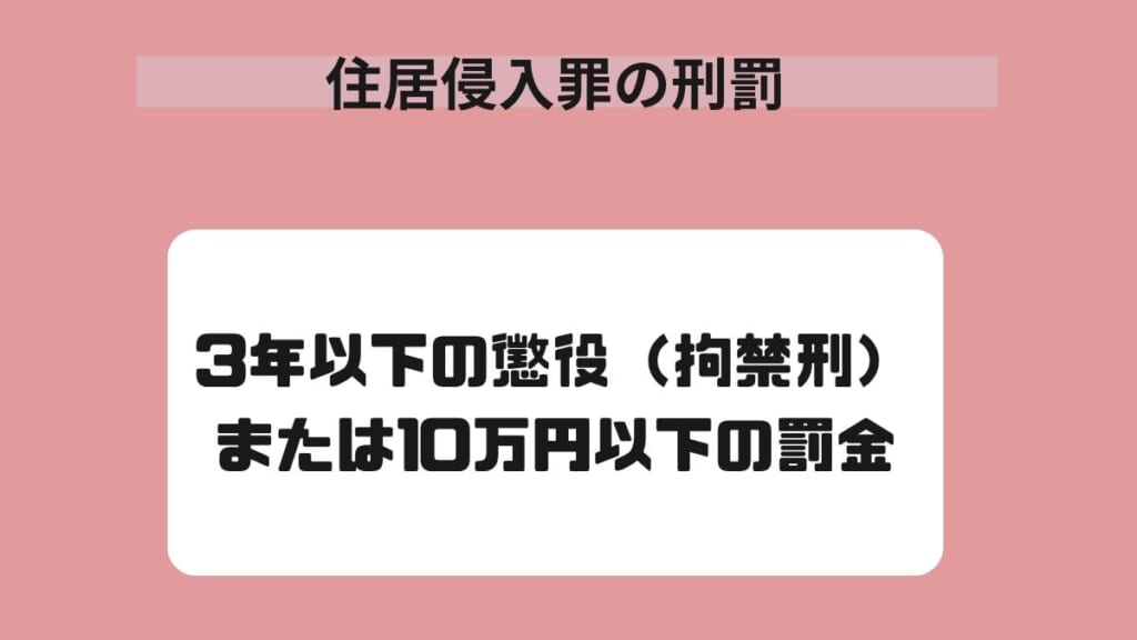 住居侵入罪の刑罰