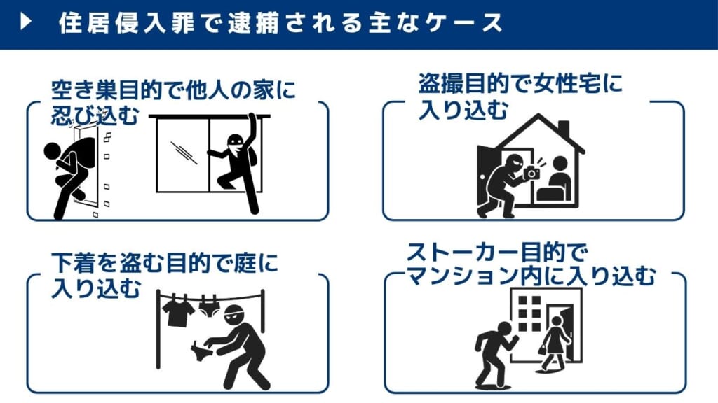 住居侵入罪で逮捕される主なケース