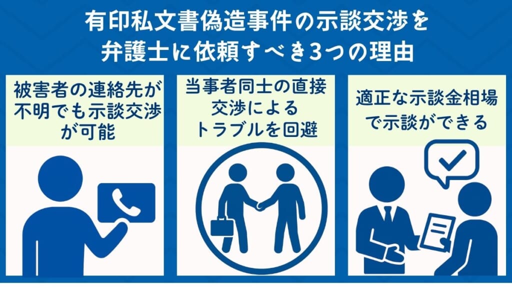 有印私文書偽造事件の示談交渉を弁護士に依頼すべき3つの理由