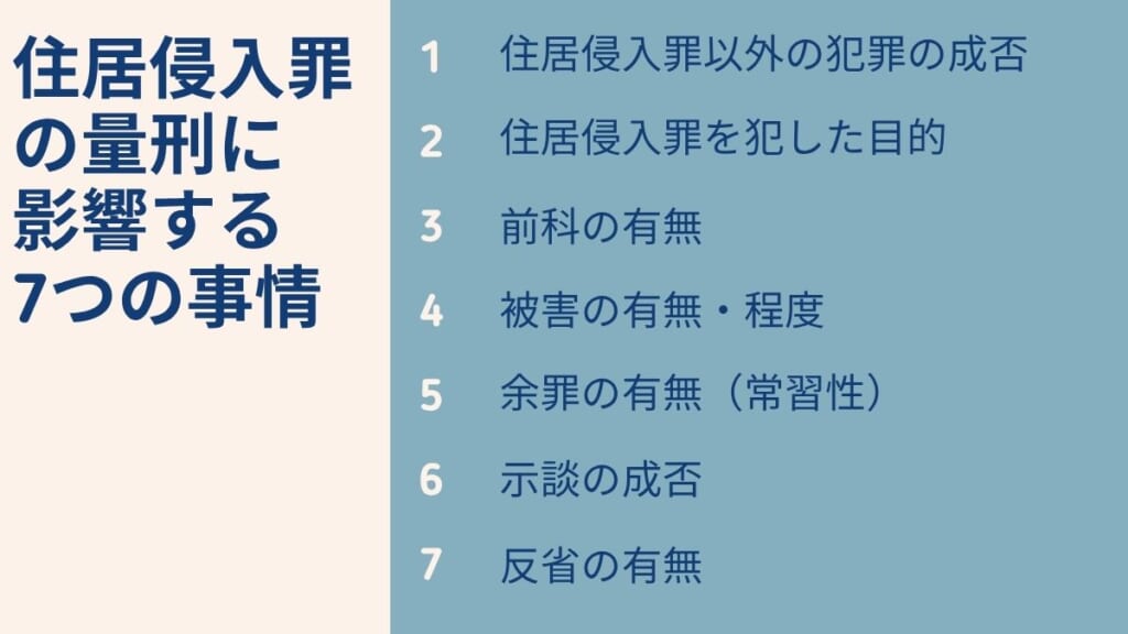 住居侵入罪の量刑に影響する7つの事情