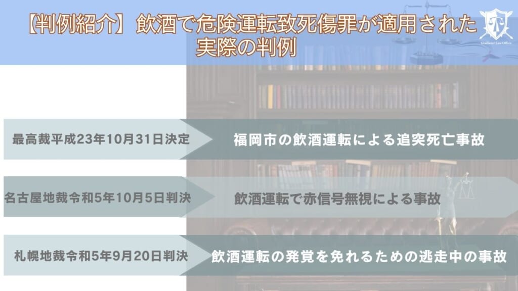 【判例紹介】飲酒で危険運転致死傷罪が適用された実際の判例