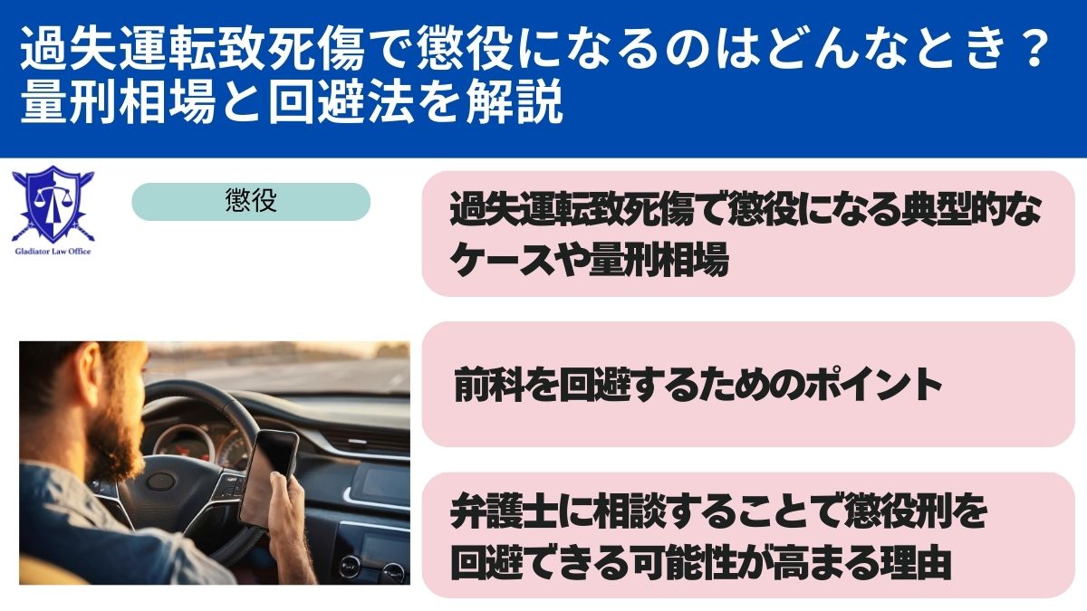 過失運転致死傷で懲役になるのはどんなとき？量刑相場と回避法を解説