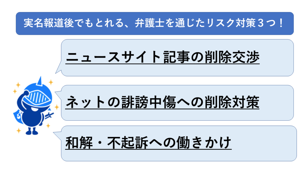 実名報道後でも取れる弁護士を通じたリスク対策3つ