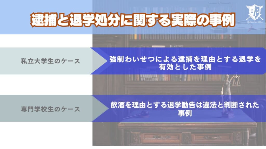 逮捕と退学処分に関する実際の事例