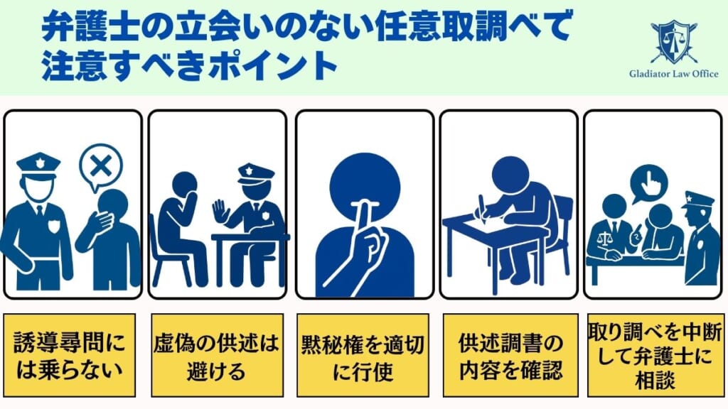 弁護士の立会いのない任意取調べで注意すべきポイント
