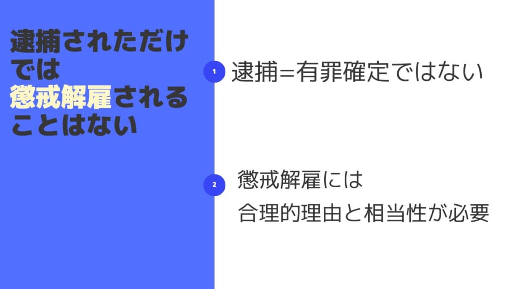 逮捕されただけでは懲戒解雇されることはない