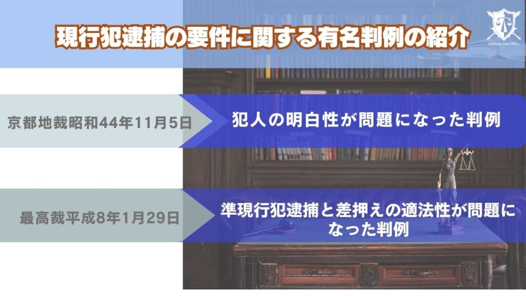 現行犯逮捕の要件に関する有名判例の紹介