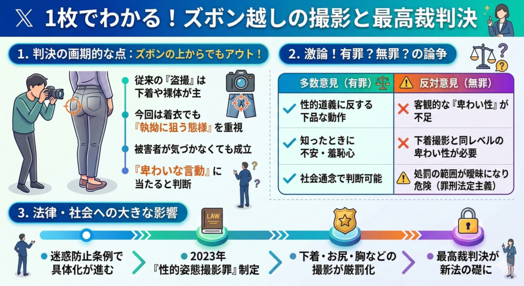 迷惑防止条例「卑わいな言動」最高裁判例まとめ