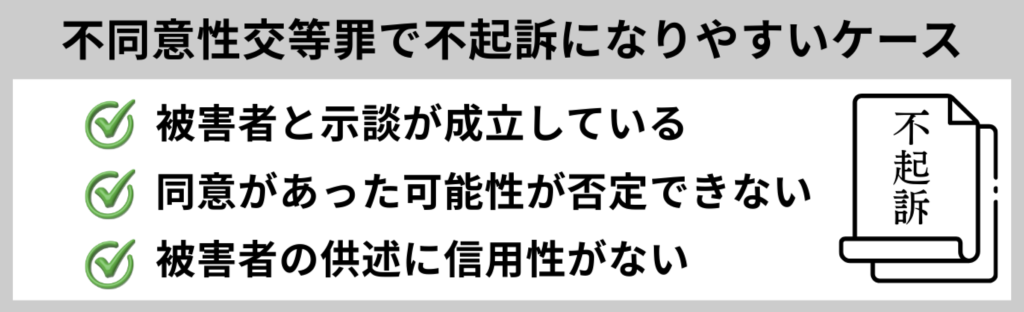 不同意性交等罪で不起訴になりやすいケース