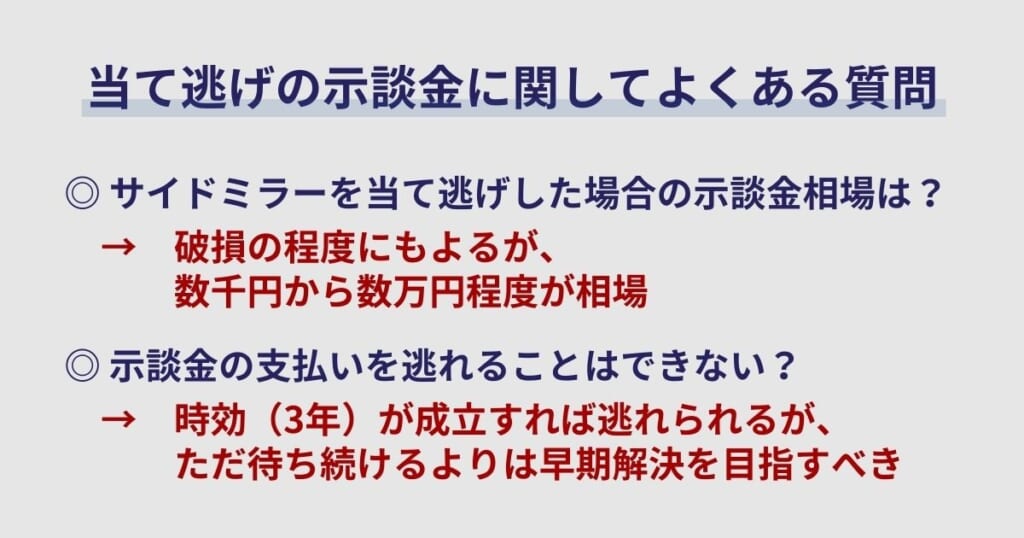 当て逃げの示談金に関してよくある質問