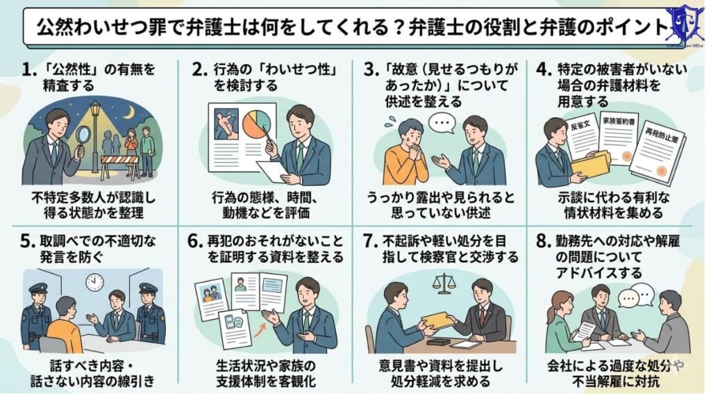 公然わいせつ罪で弁護士は何をしてくれる？弁護士の役割と弁護のポイント