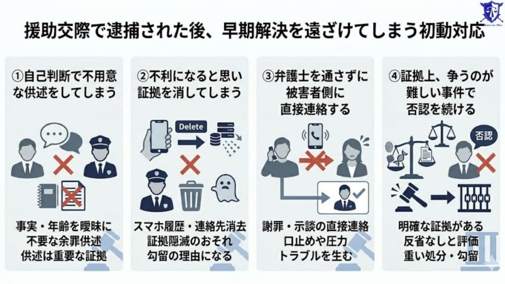 援助交際で逮捕された後、早期解決を遠ざけてしまう初動対応