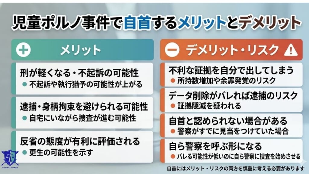 児童ポルノ事件で自首するメリットとデメリット