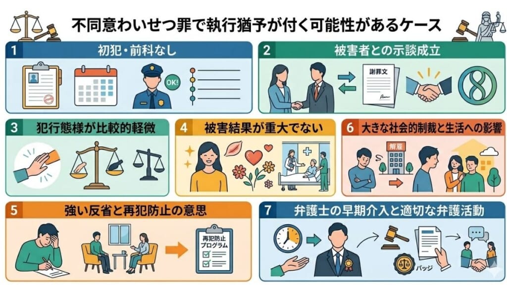 不同意わいせつ罪で執行猶予が付く可能性があるケース