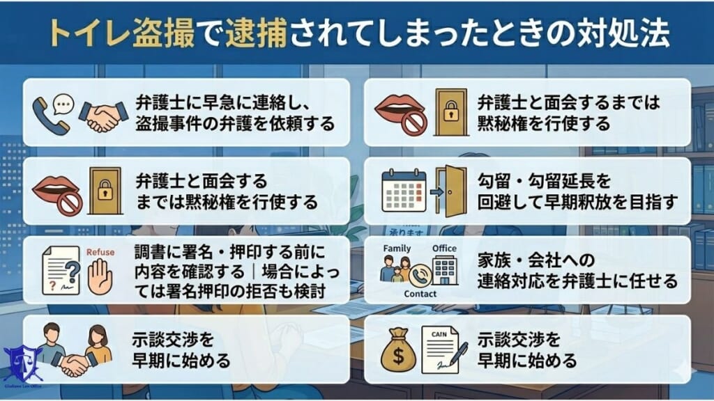 トイレ盗撮で逮捕されてしまったときの対処法