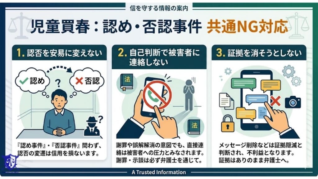 認め事件と否認事件で不起訴を目指すうえでやってはいけない共通NG対応