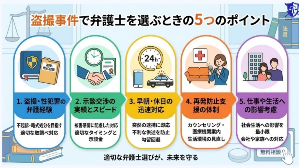 盗撮事件で弁護士を選ぶときのポイント