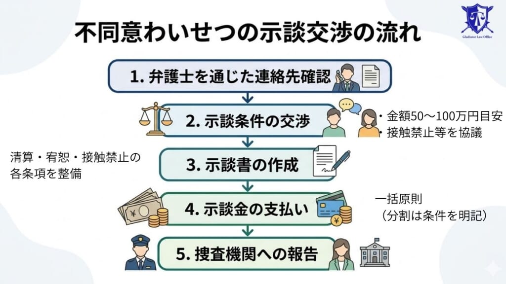不同意わいせつの示談交渉の流れ