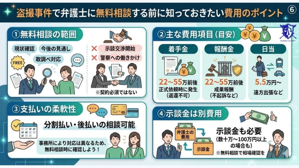 盗撮事件で弁護士に無料相談する前に知っておきたい費用のポイント