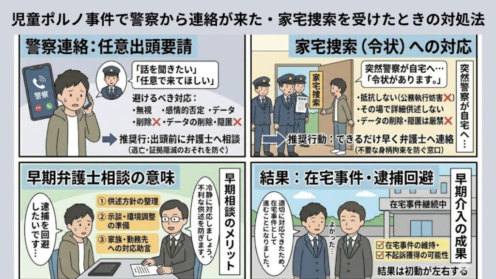 児童ポルノ事件で警察から連絡が来た・家宅捜索を受けたときの対処法