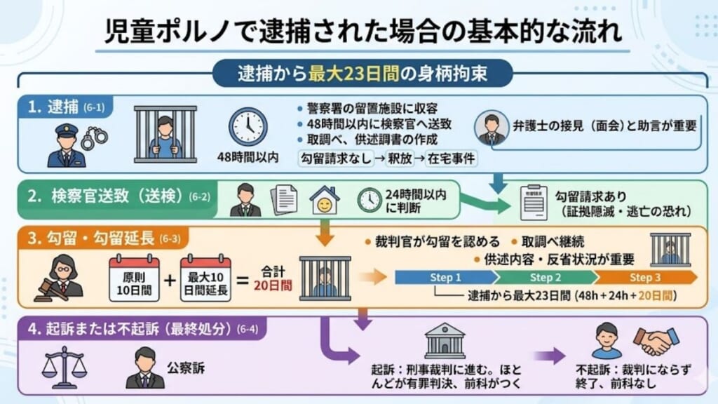 児童ポルノで逮捕された場合の基本的な流れ