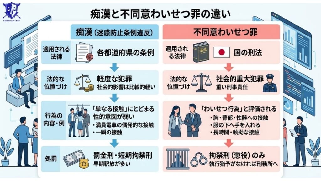 まず知りたい！痴漢と不同意わいせつ罪の違いは何？