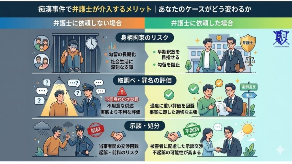 痴漢事件で弁護士が介入するメリット｜あなたのケースがどう変わるか