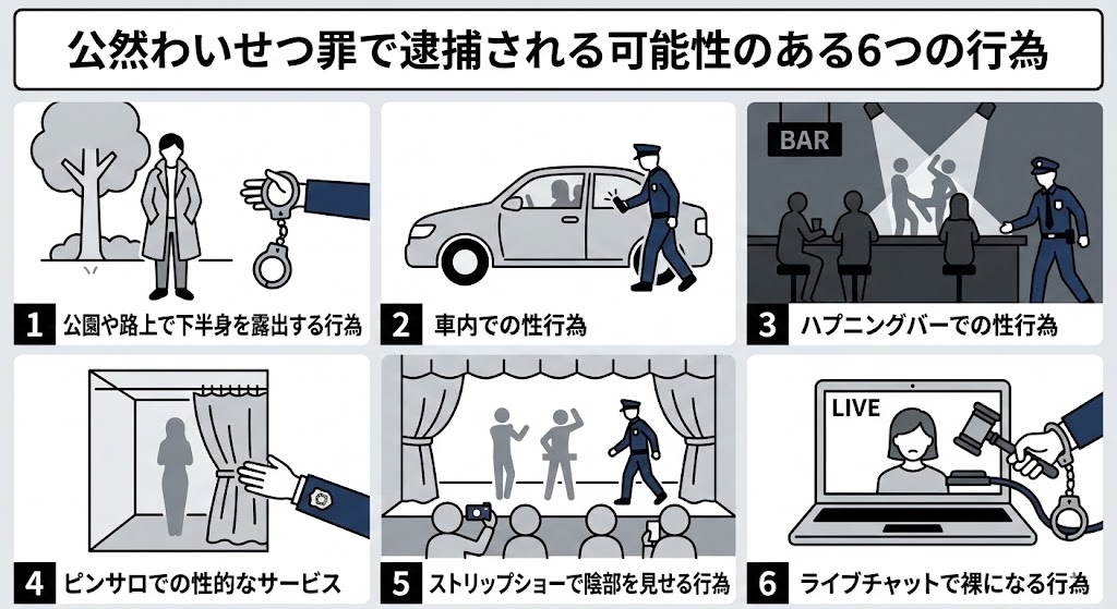 公然わいせつ罪で逮捕される可能性のある6つの行為