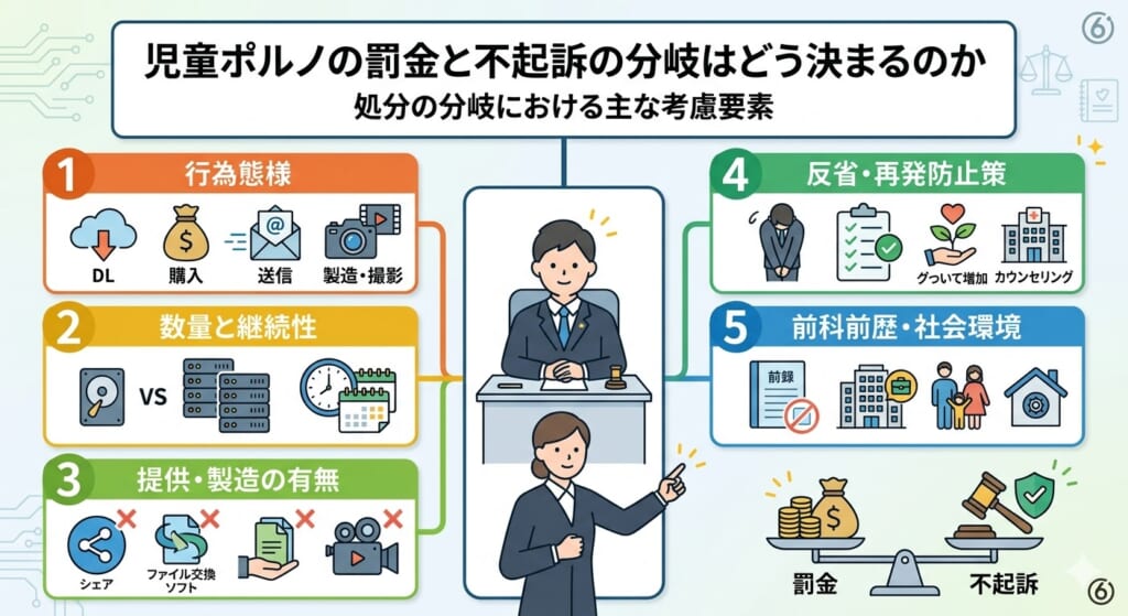 児童ポルノの罰金と不起訴の分岐はどう決まるのか