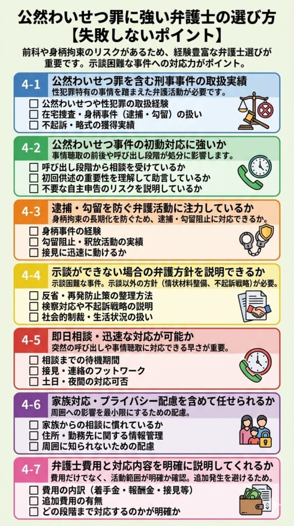 公然わいせつ罪に強い弁護士の選び方【失敗しないポイント】
