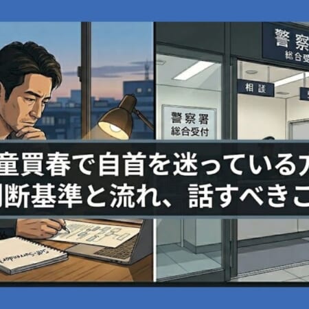 児童買春で自首を迷っている方へ｜判断基準と流れ、話すべきこと