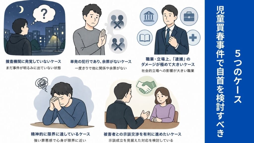 児童買春事件で自首を検討すべき5つのケース