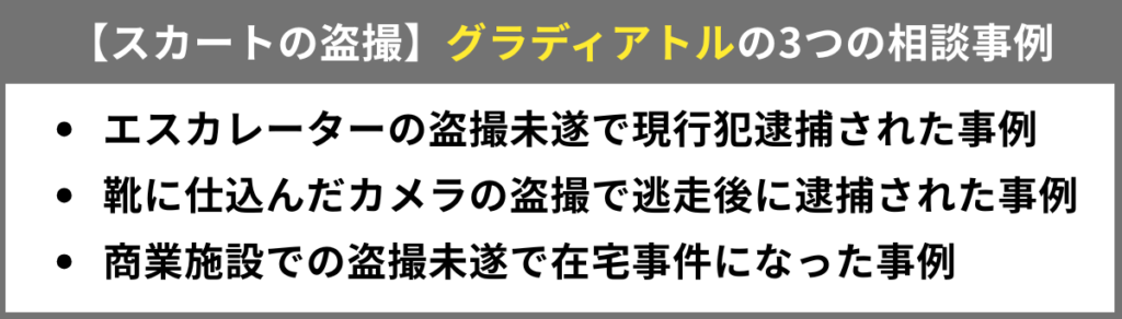 スカートの盗撮は逮捕される?グラディアトルの3つの相談事例を紹介