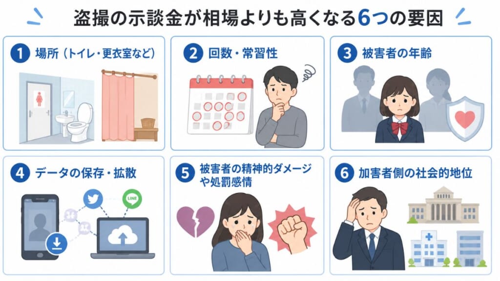 盗撮の示談金が相場よりも高くなる6つの要因