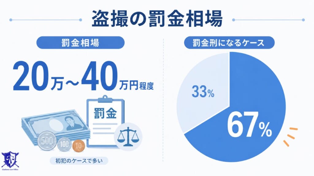 盗撮の罰金刑の相場は20~40万円|起訴されても罰金で終わるケースが多い
