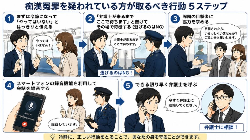 触っていないのに痴漢を疑われた！今まさに痴漢冤罪を疑われている人がとるべき行動