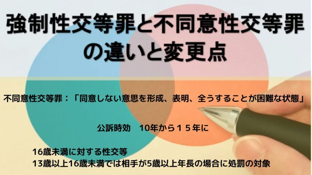 強制性交等罪と不同意性交等罪の違い・変更点