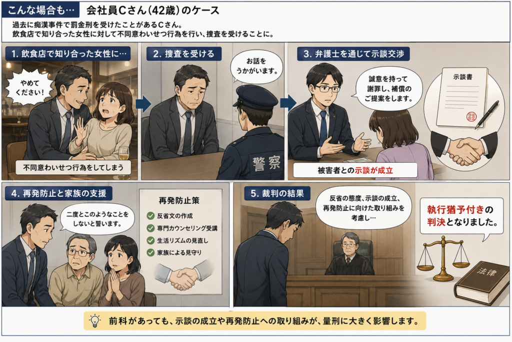 前科があるが示談成立により執行猶予となったケース