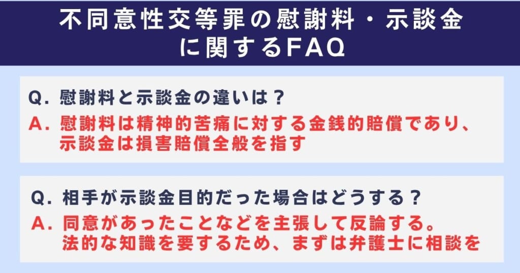 不同意性交等罪の慰謝料・示談金に関するよくある質問