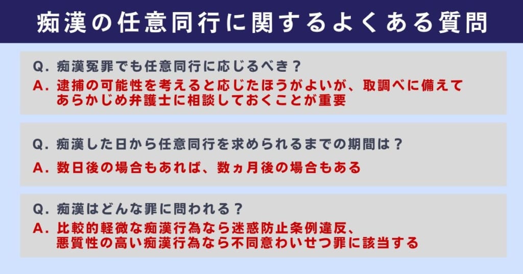 痴漢の任意同行に関してよくある質問