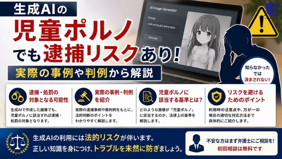 生成AIの児童ポルノでも逮捕リスクあり!実際の事例や判例から解説