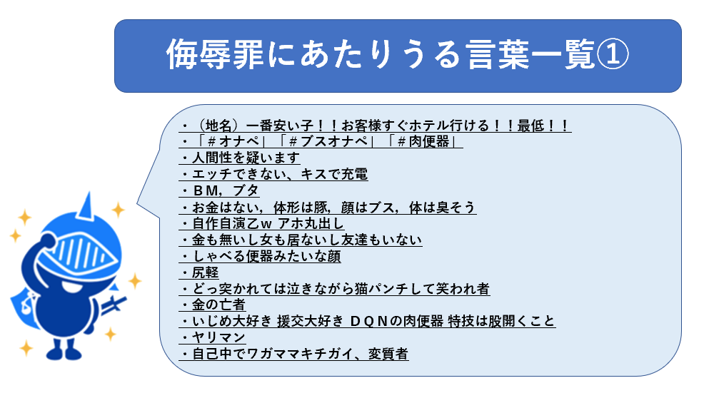 侮辱罪にあたる言葉一覧①