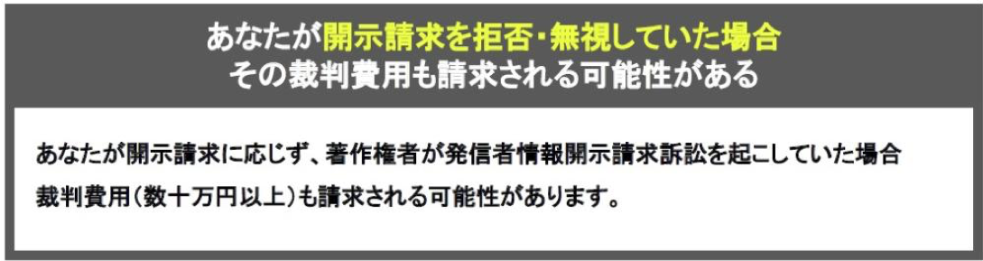 開示請求を拒否・無視した場合には裁判費用も上乗せして請求される