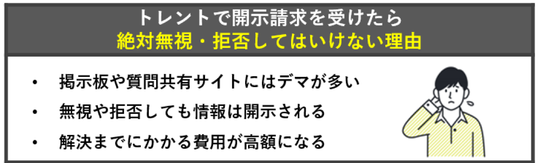 トレントで開示請求を受けたら拒否・無視をしてはいけない理由